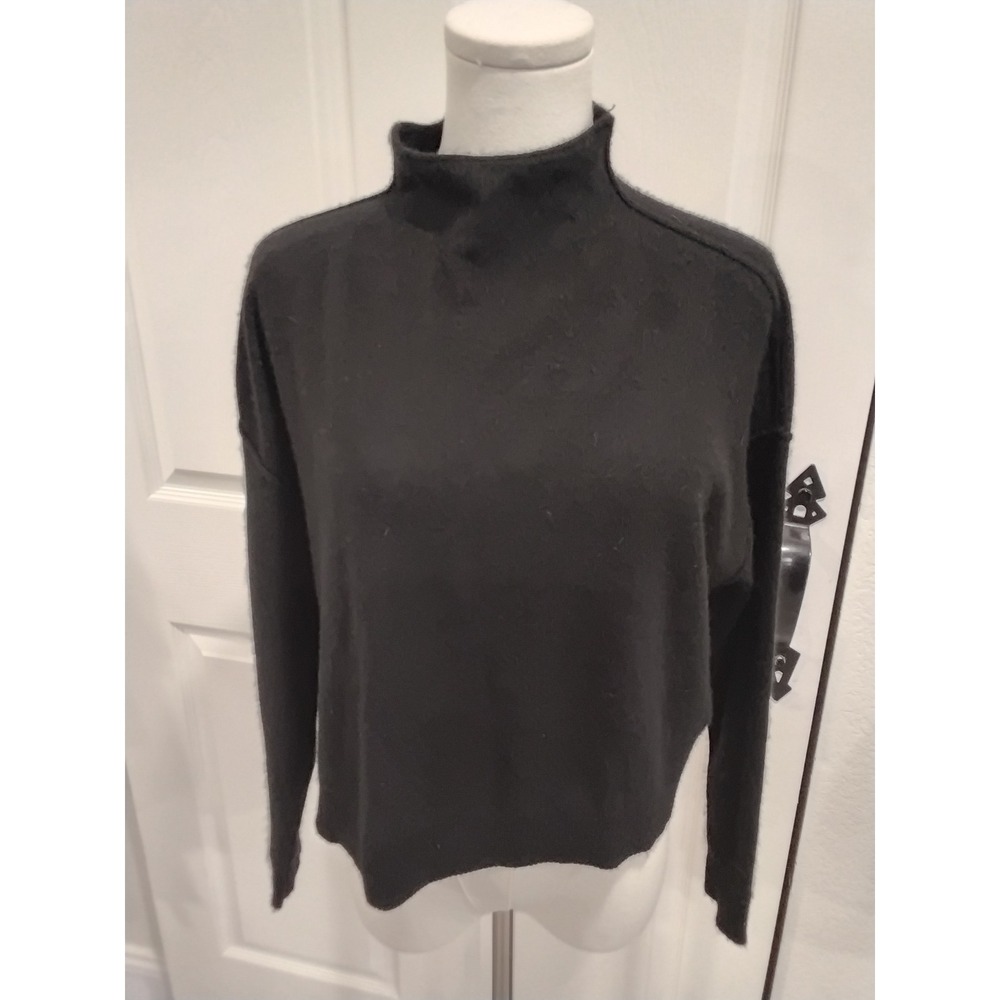 PILCRO Black Mock Neck Long Sleeve 100 Cashmere Sweater XXS